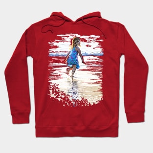 Little girl playing on the beach Hoodie